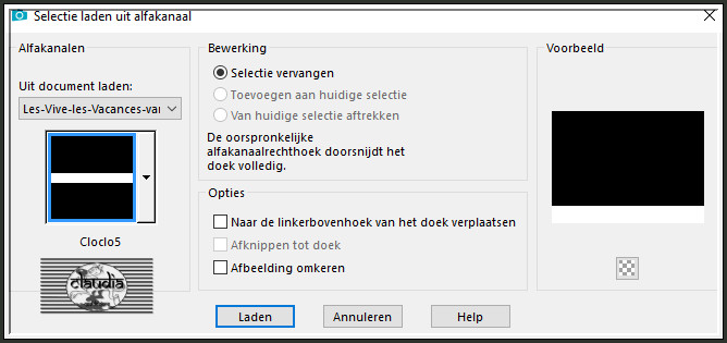 Selecties - Selectie laden/opslaan - Selectie laden uit alfkanaal : Cloclo5