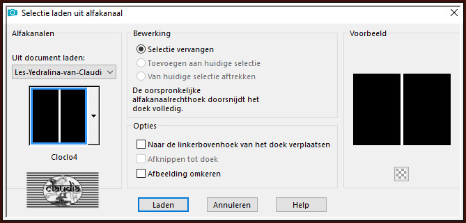 Selecties - Selectie laden/opslaan - Selectie laden uit alfkanaal : Cloclo4