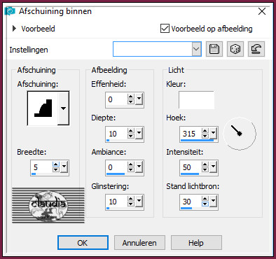 Effecten - 3D-Effecten - Afschuining binnen 