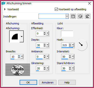 Effecten - 3D-Effecten - Afschuining binnen