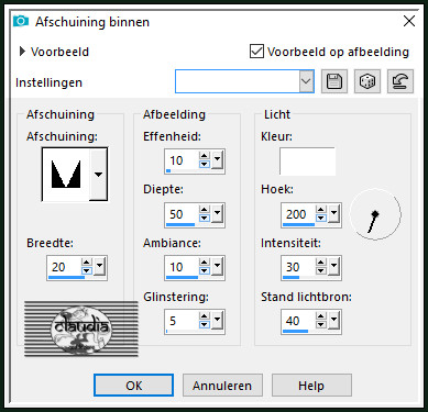 Effecten - 3D-Effecten - Afschuining binnen