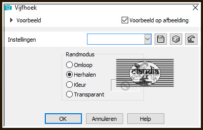 Effecten - Geometrische effecten - Vijfhoek : 2 x toepassen !!!