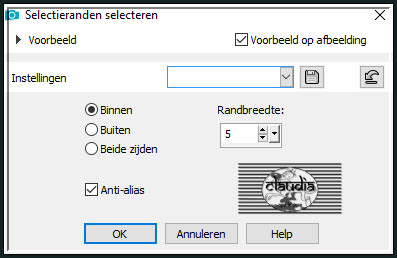 Selecties - Wijzigen - Selectieranden selecteren 