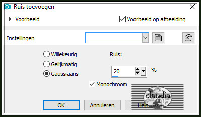 Aanpassen - Ruis toevoegen/verwijderen - Ruis toevoegen : (= Grofkorreligheid)