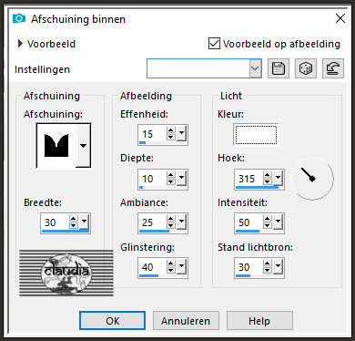 Effecten - 3D-Effecten - Afschuining binnen