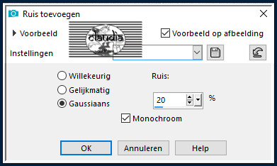 Aanpassen - Ruis toevoegen/verwijderen - Ruis toevoegen : (= Grofkorreligheid)