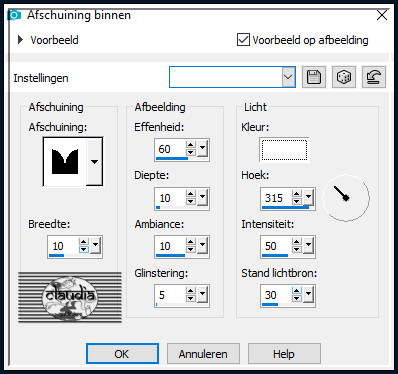 Effecten - 3D-Effecten - Afschuining binnen