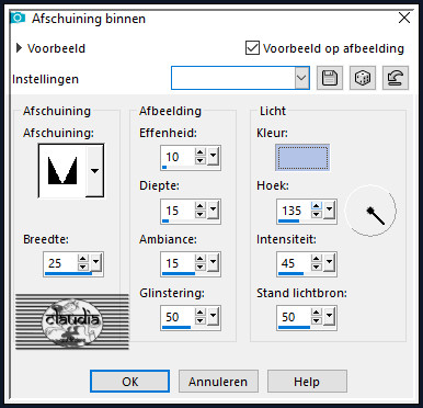 Effecten - 3D-Effecten - Afschuining binnen