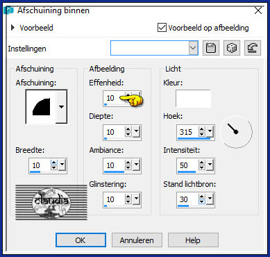 Effecten - 3D-Effecten - Afschuining binnen