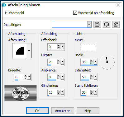 Effecten - 3D-Effecten - Afschuining binnen