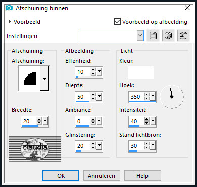 Effecten - 3D-Effecten - Afschuining binnen