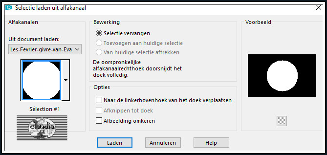 Selecties - Selectie laden/opslaan - Selectie laden uit alfakanaal : Sélection #1