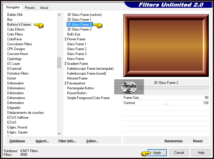 Effecten - Insteekfilters - <I.C.NET Software> - Filters Unlimited 2.0 - Buttons & Frames - 3D Glass Frame 2