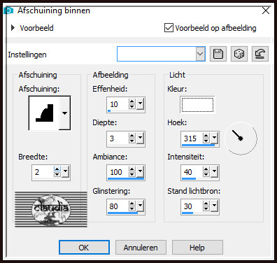 Effecten - 3D-Effecten - Afschuining binnen 