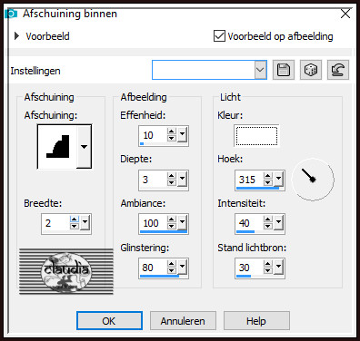 Effecten - 3D-Effecten - Afschuining binnen 