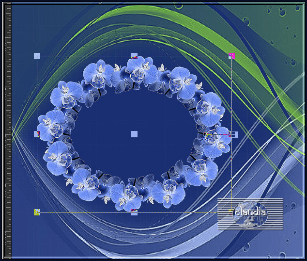 Of plaats de bloemen cirkel zoals op het voorbeeld