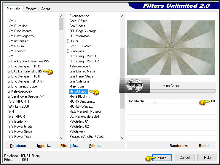 Effecten - Insteekfilters - <I.C.NET Software> - Filters Unlimited 2.0 - &<BKg Designer sf10 II> - MirrorChaos