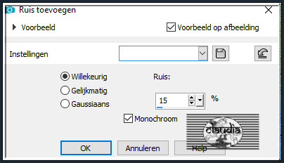 Aanpassen - Ruis toevoegen/verwijderen - Ruis toevoegen