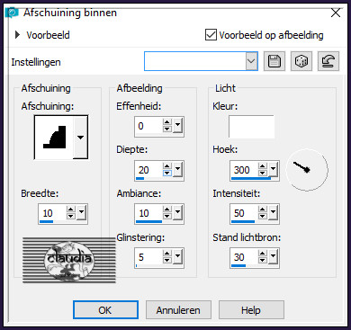 Effecten - 3D-Effecten - Afschuining binnen