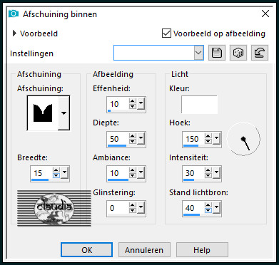 Effecten - 3D-Effecten - Afschuining binnen