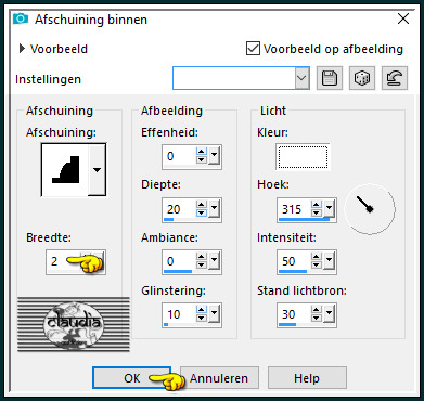 Effecten - 3D-Effecten - Afschuining binnen