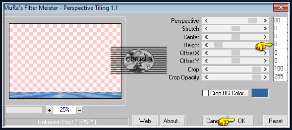 Effecten - Insteekfilters - MuRa's Meister - Perspective Tiling : Crop BG Color = 2de kleur