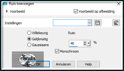 Aanpassen - Ruis toevoegen/verwijderen - Ruis toevoegen