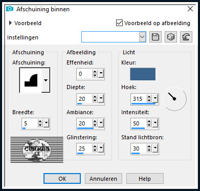 Effecten - 3D-Effecten - Afschuining binnen 