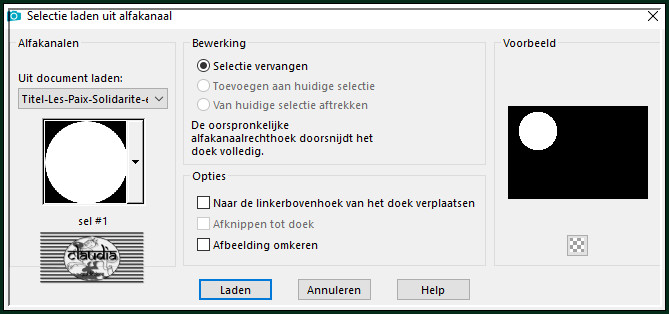 Selecties - Selectie laden/opslaan - Selectie laden uit alfakanaal : Sélection #1