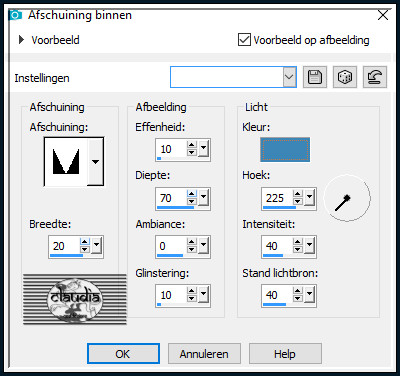 Effecten- 3D-Effecten - Afschuining binnen 