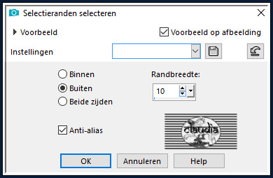 Selecties - Wijzigen - Selectieranden selecteren