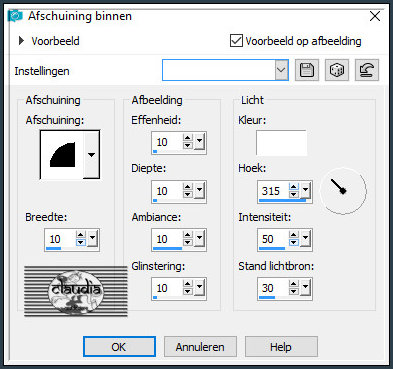 Effecten - 3D-Effecten - Afschuining binnen