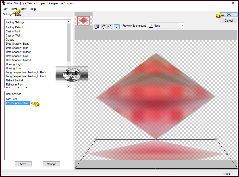 Effecten - Insteekfilters - Alien Skin Eye Candy 5 : Impact - Perspective Shadow