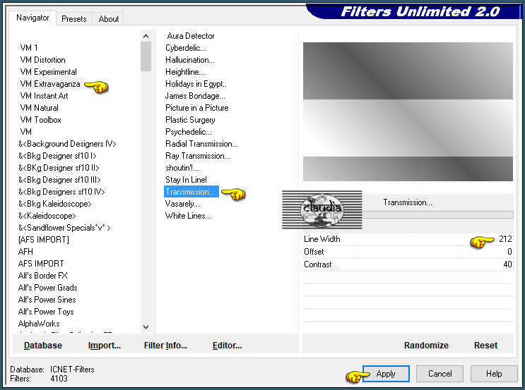 Effecten - Insteekfilters - <I.C.NET Software> - Filters Unlimited 2.0 - VM Extravaganza - Transmission