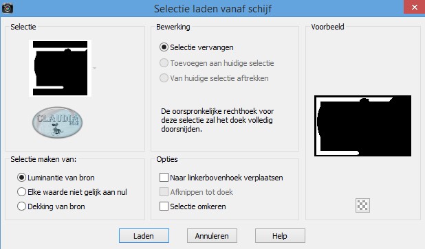 Selecties - Selecties lade/opslaan - Selectie laden vanaf schijf : Athe-309