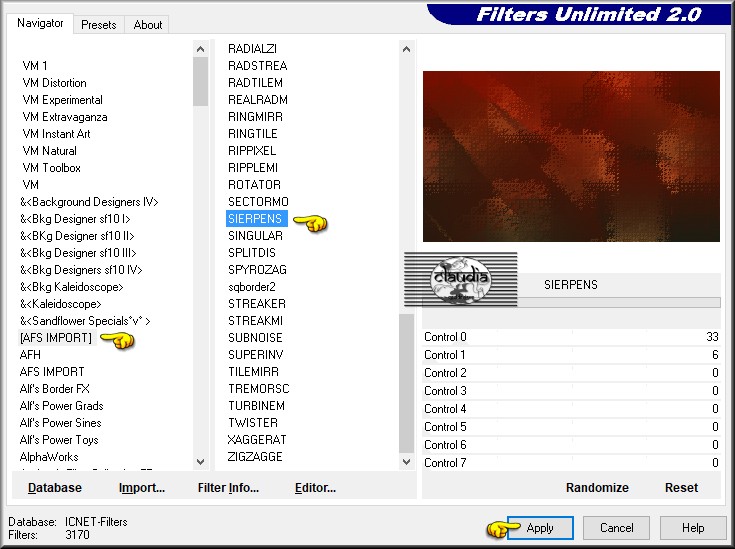 Effecten - Insteekfilters - <I.C.NET Software> - Filters Unlimited 2.0 - [AFS IMPORT] - SIERPENS