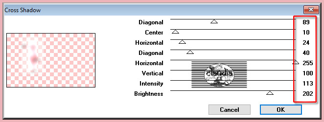 Effecten - Insteekfilters - Graphics Plus - Cross Shadow