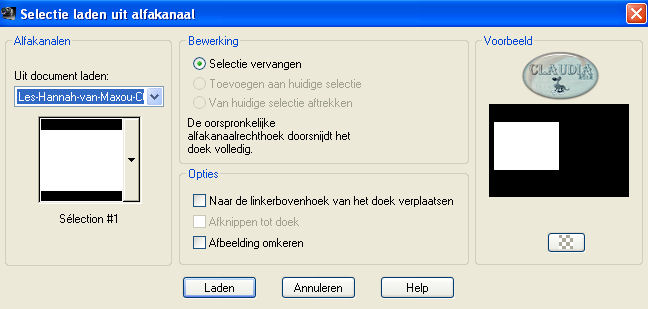Selecties - Selectie laden/opslaan - Selectie laden uit alfakanaal : Sélection #1