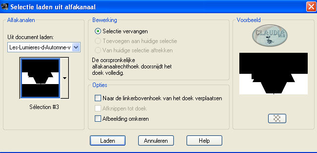 Selecties - Selectie laden/opslaan - Selectie laden uit alfakanaal : Sélection #3