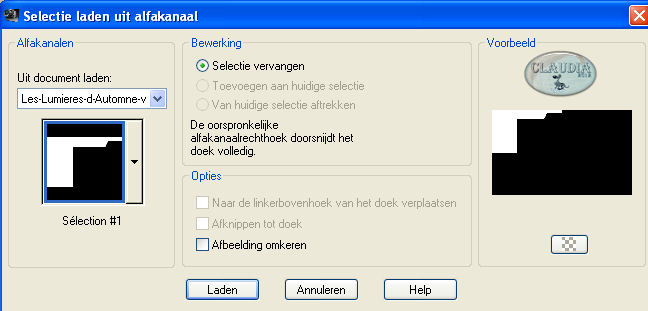 Selecties - Selectie laden/opslaan - Selectie laden uit alfakanaal : Sélection #1