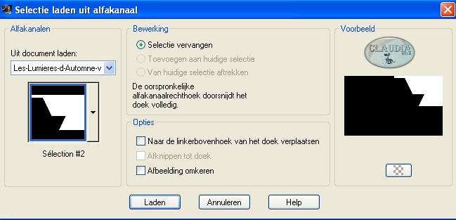 Selecties - Selectie laden/opslaan - Selectie laden uit alfakanaal : Sélection #2