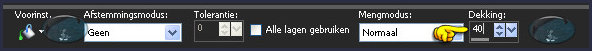Activeer de Vlakvulling (= emmertje) en zet de Dekking hiervan op 40%