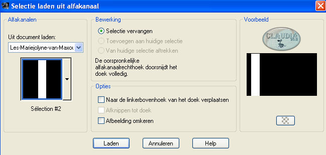 Selecties - Selectie laden/opslaan - Selectie laden uit alfakanaal : Sélection #2