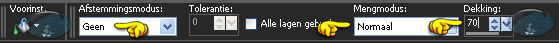 Activeer je Vlakvulling (= emmertje) en zet de Dekking hiervan op 70% 