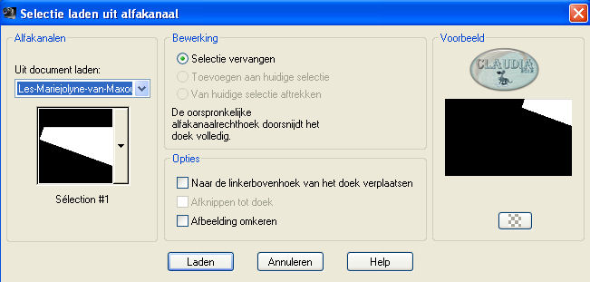 Selecties - Selectie laden/opslaan - Selectie laden uit alfakanaal : Sélection #1