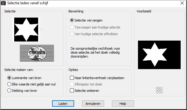 Selecties - Selectie laden/opslaan - Selectie laden vanaf schijf : MAXOU403