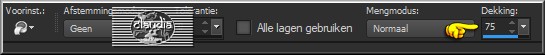 Activeer de Vlakvulling (= emmertje) en zet de Dekking hiervan op 75%