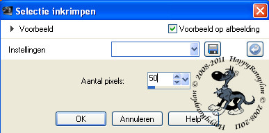 Instelling inkrimpen van selectie