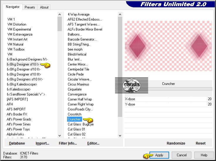 Effecten - Insteekfilters - <I.C.NET Software> - Filters Unlimited 2.0 - &<Bkg Designer sf10 I> - Cruncher