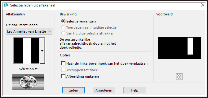 Selecties - Selectie laden/opslaan - Selectie laden uit alfakanaal : Sélection #1